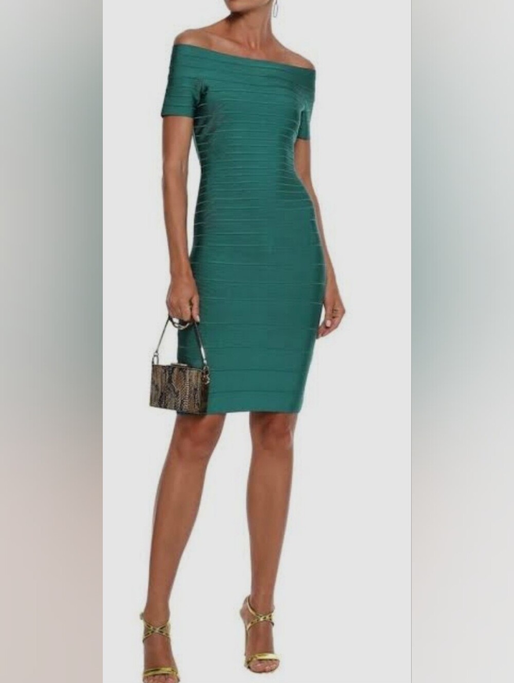 New Look Green One-Shoulder Bandage Dress